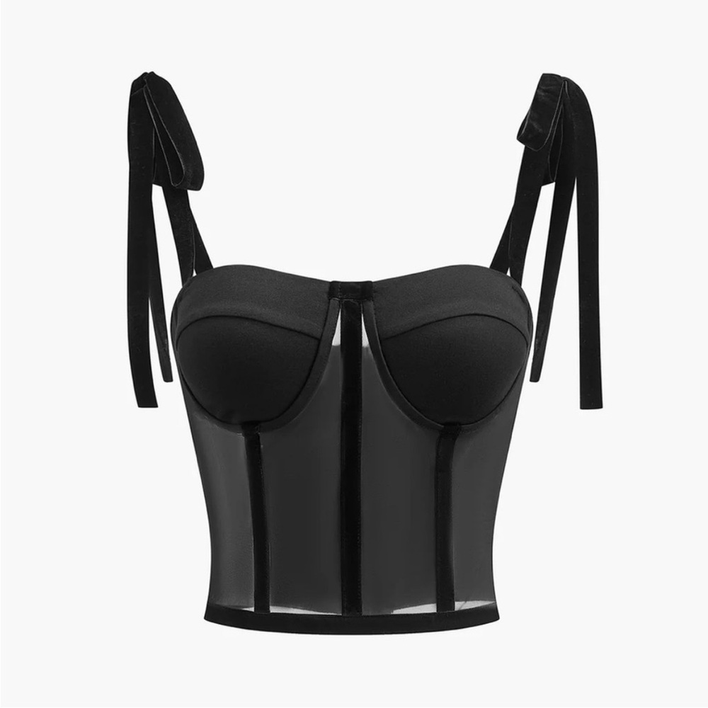 Black Sheer Bustier Top